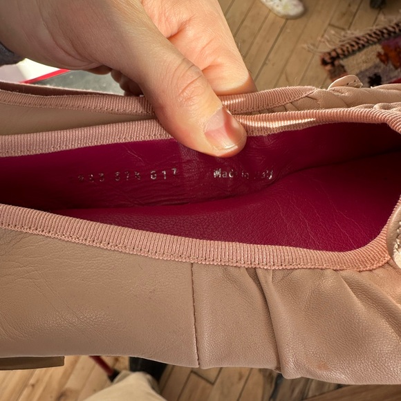 Cream Flats with Rounded Toe and Ruched Detail - Picture 6 of 6